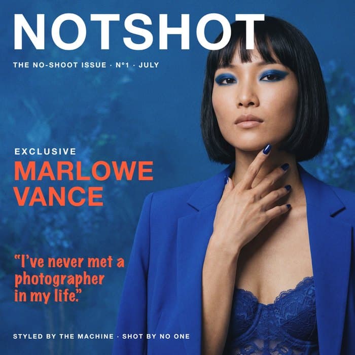 Editorial-grade AI fashion render composed like a magazine cover